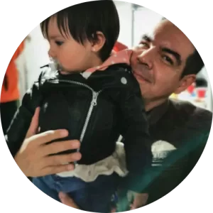 A nice thumbnail of Cesar and a beautiful little girl.